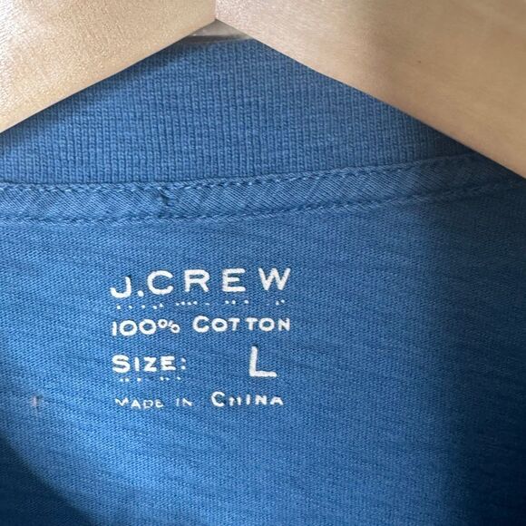 J. Crew Shirt Mens Large Blue Polo Short Sleeve Collared Cotton Classic Fit - Picture 2 of 7